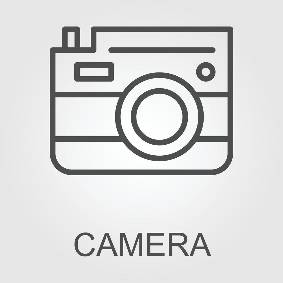 Camera outline icon on white background. Editable stroke. Vector illustration.