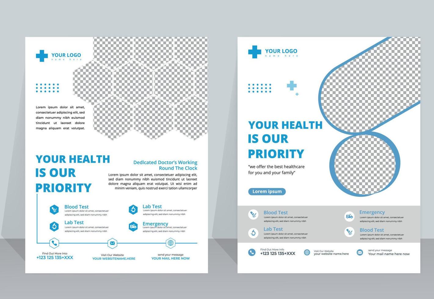 cuidado de la salud cubrir a4 modelo diseño y plano íconos para un reporte y médico folleto diseño, volantes, folletos decoración para impresión y presentación vector. vector