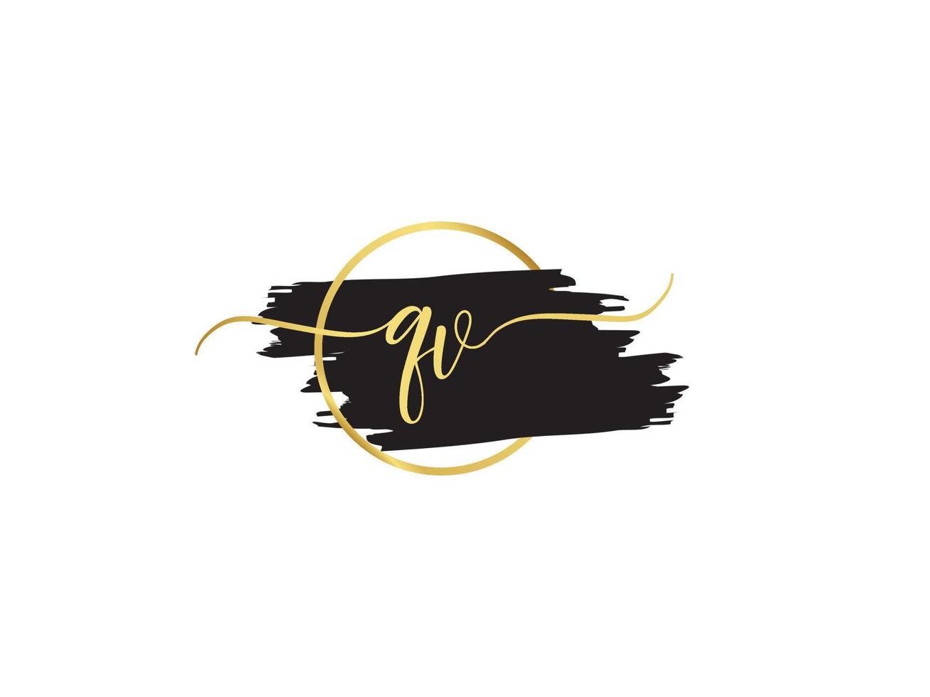 Signature Qv Letter Logo, Minimalist QV Luxury Logo Letter For Cloth vector