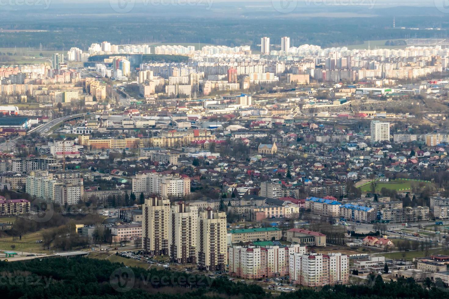 aerial panoramic view of the residential area of high-rise buildings photo