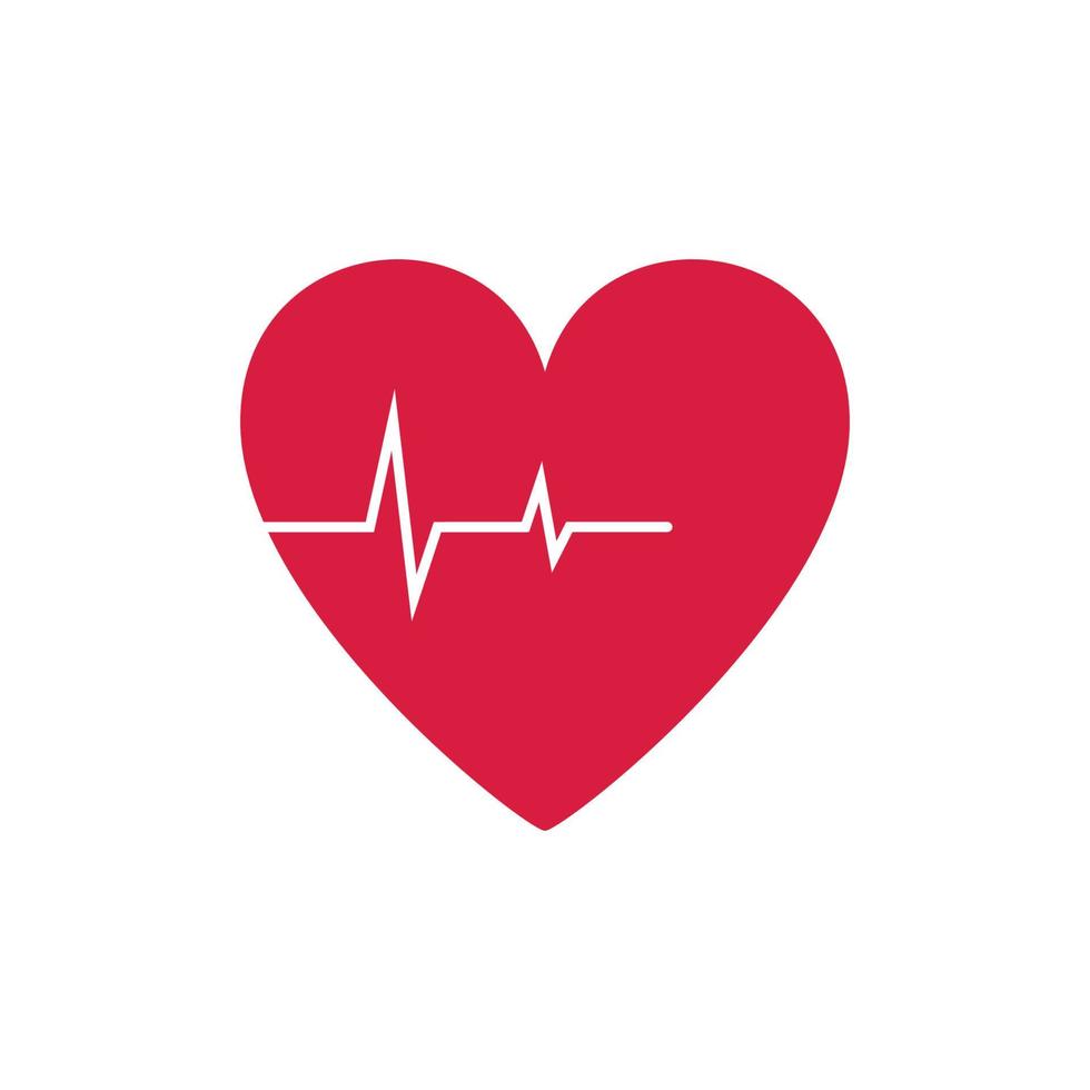 Red heart with pulse on white background for world hypertension day vector