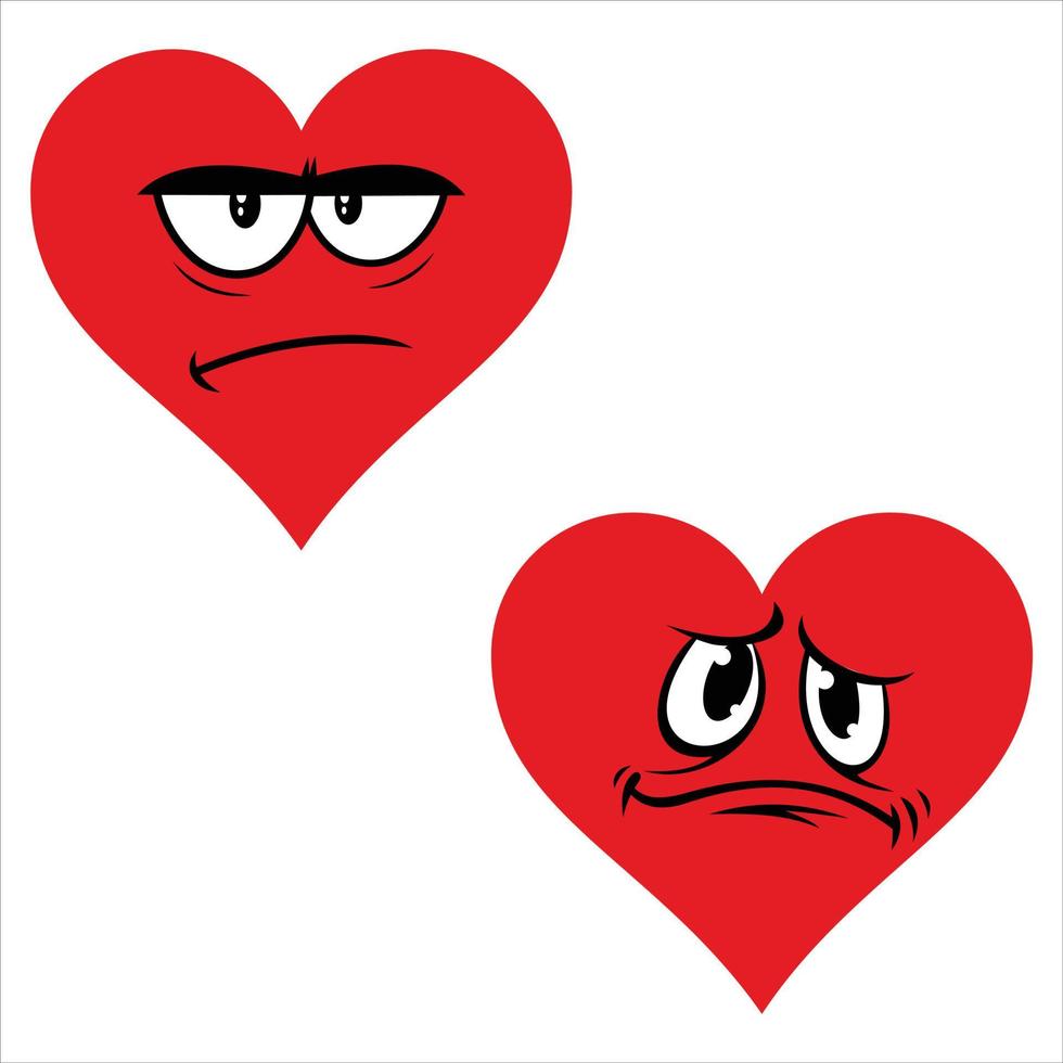 Heart face expressions vector