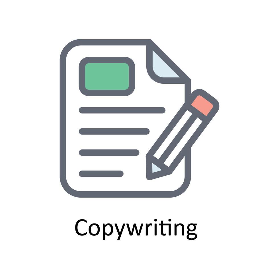 Copywriting  Vector Fill outline Icons. Simple stock illustration stock