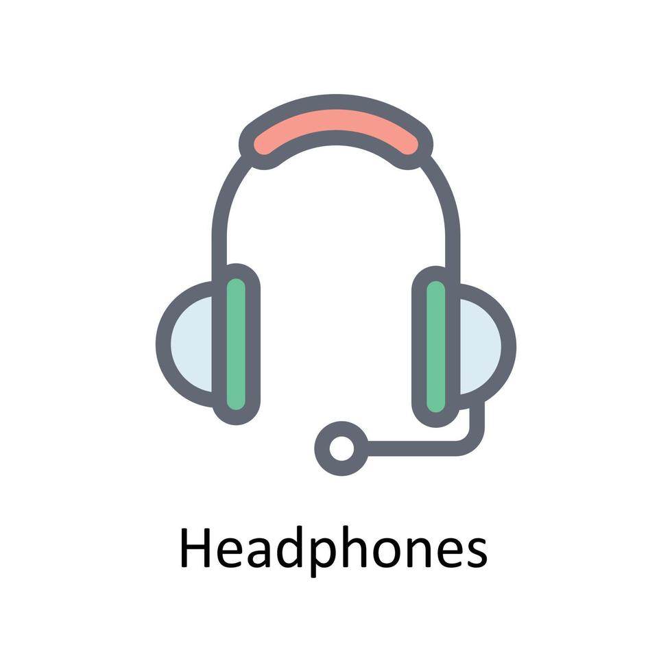 Headphones Vector Fill outline Icons. Simple stock illustration stock