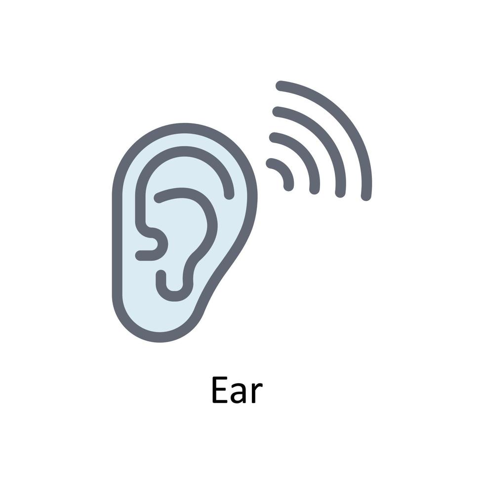 Ear  Vector Fill outline Icons. Simple stock illustration stock