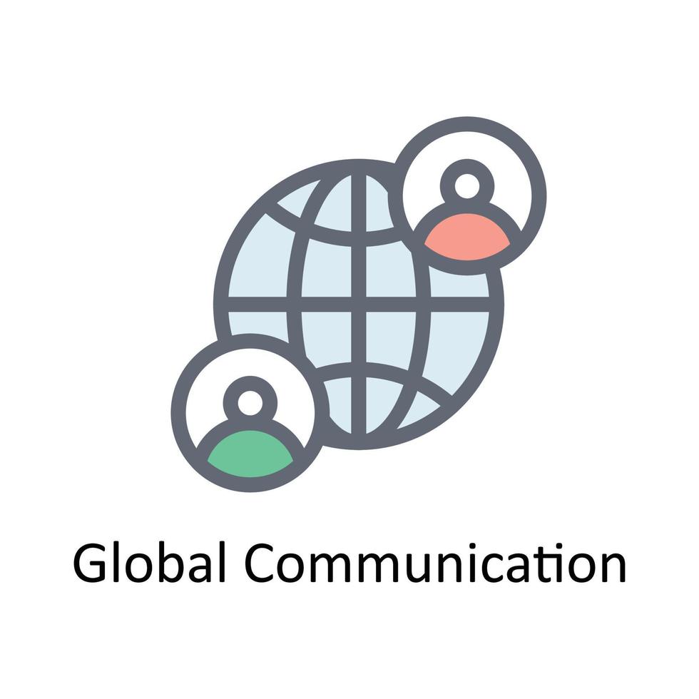 Global Communication  Vector Fill outline Icons. Simple stock illustration stock