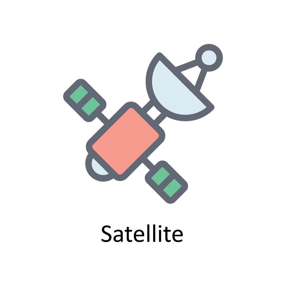 Satellite Vector Fill outline Icons. Simple stock illustration stock