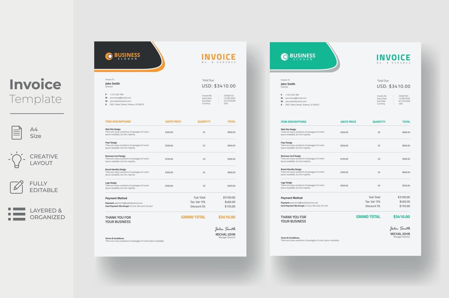 Invoice Template Design vector