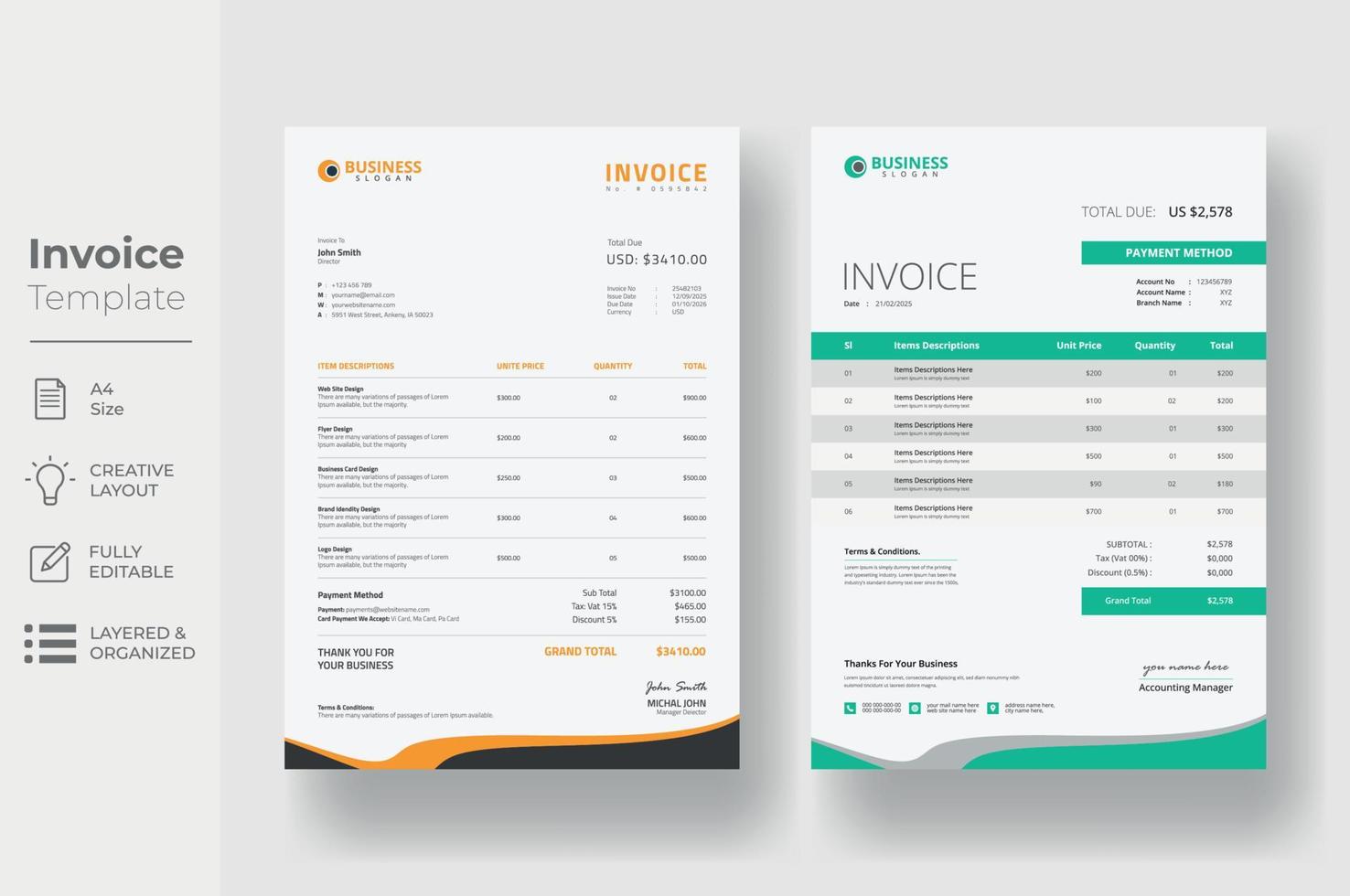 Invoice Template Design vector