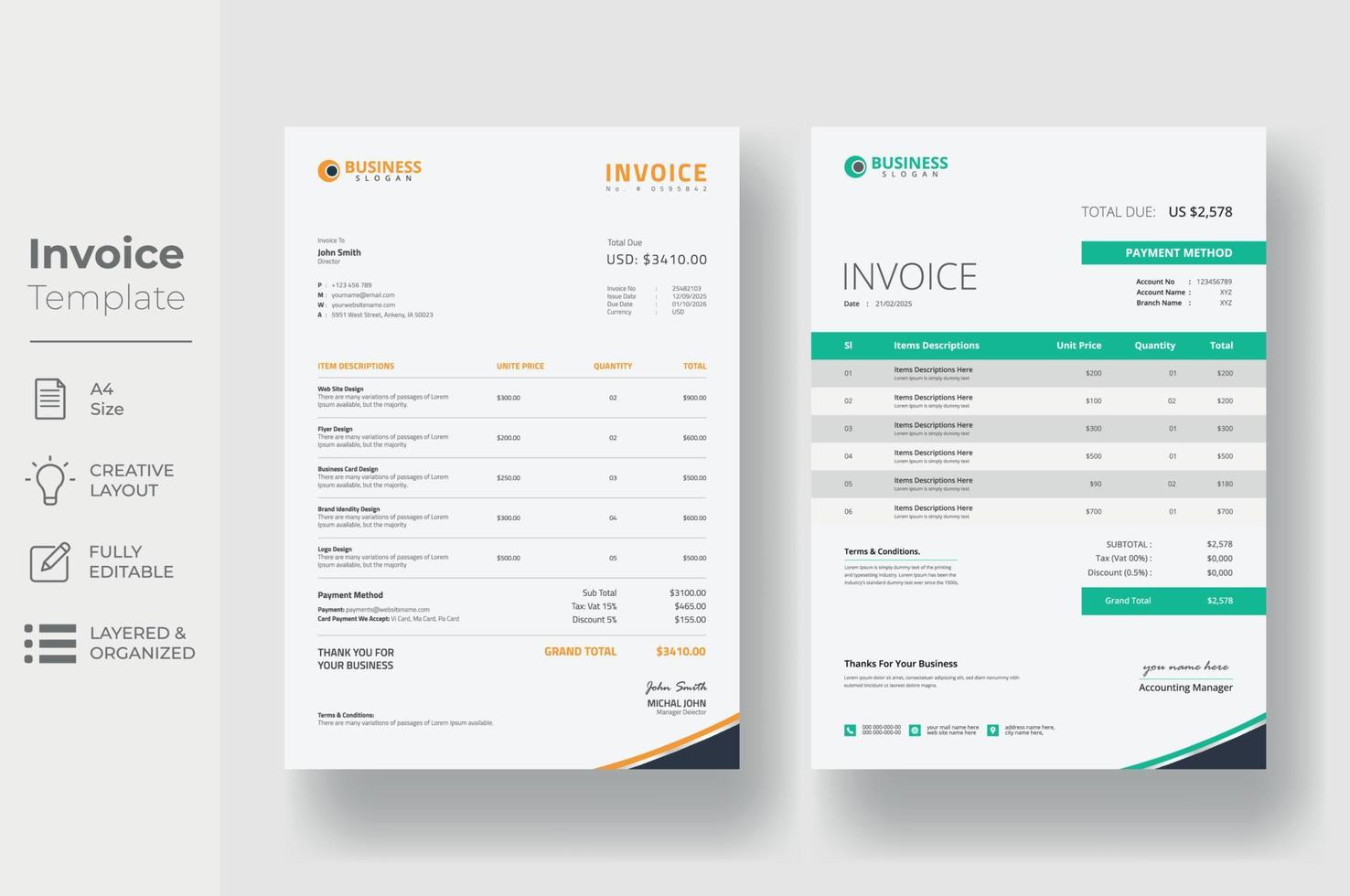 Invoice Template Design vector