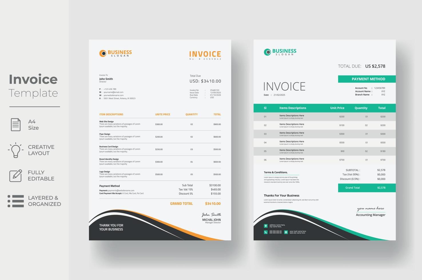 Invoice Template Design vector