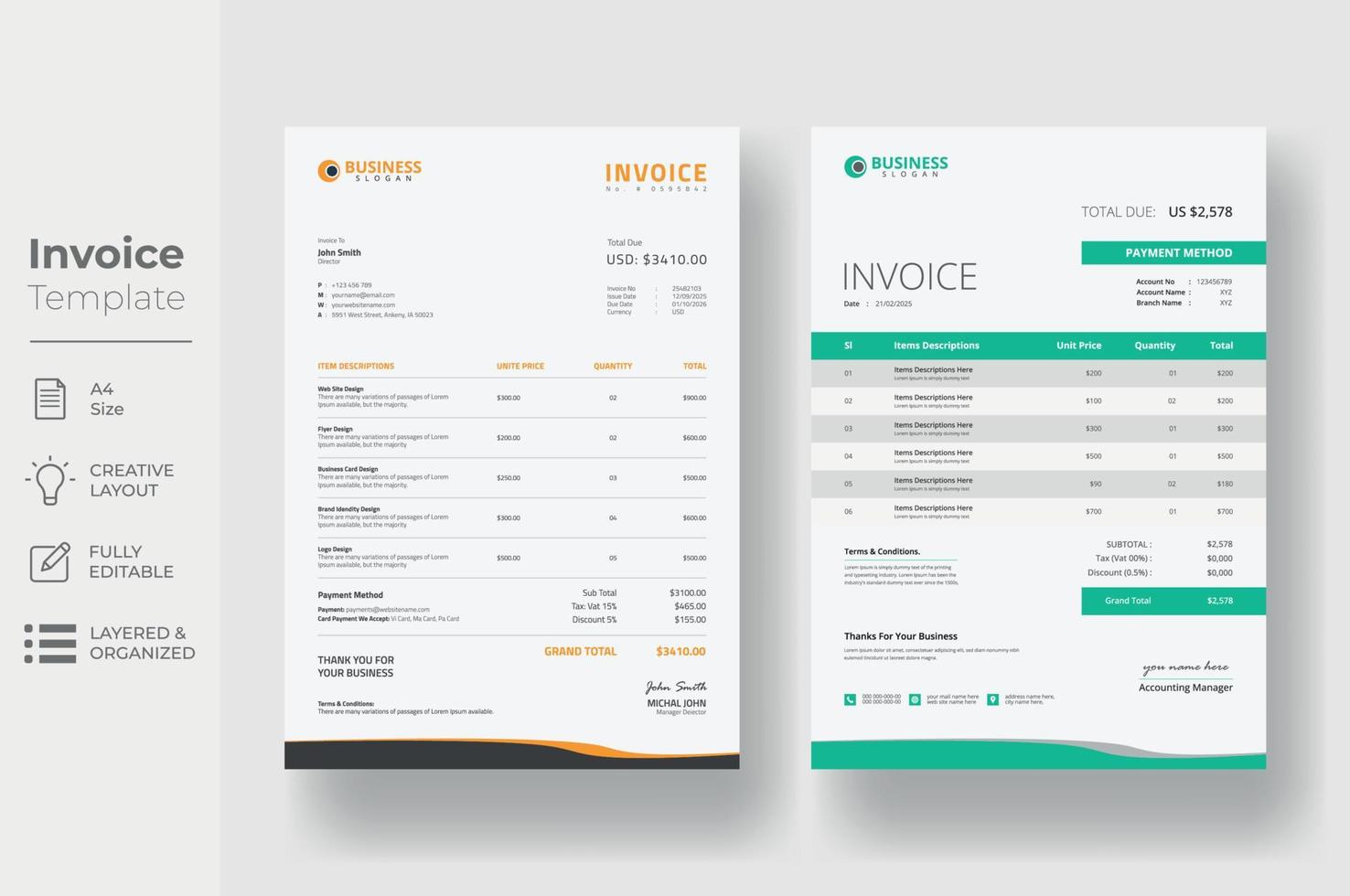 Invoice Template Design vector