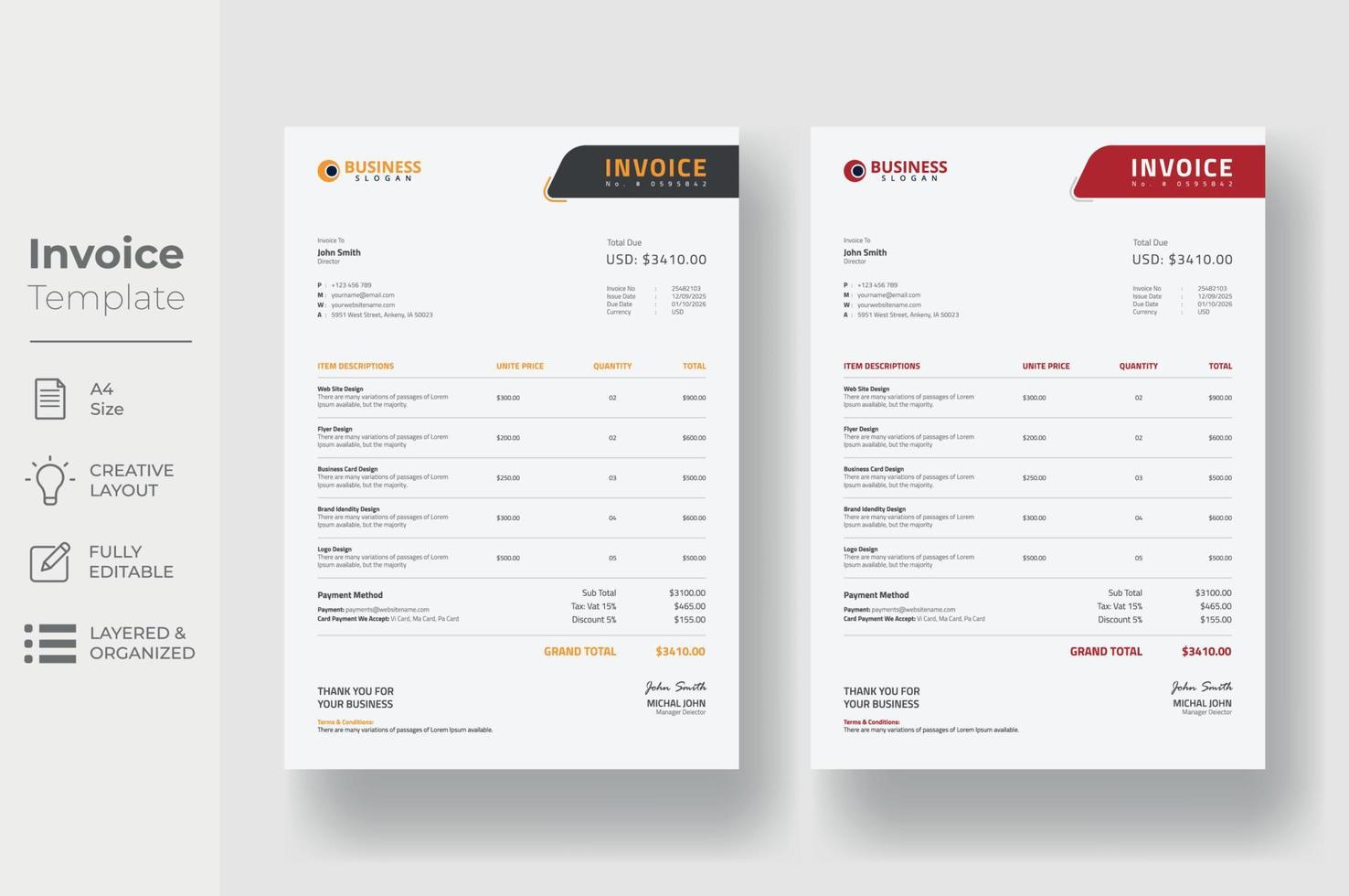 Invoice Template Design vector