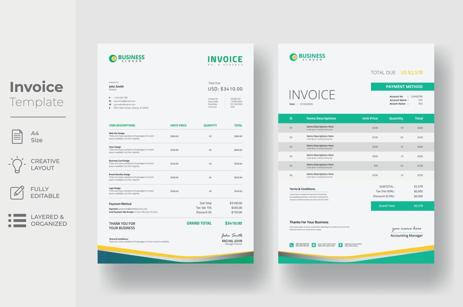 Invoice Template Design vector