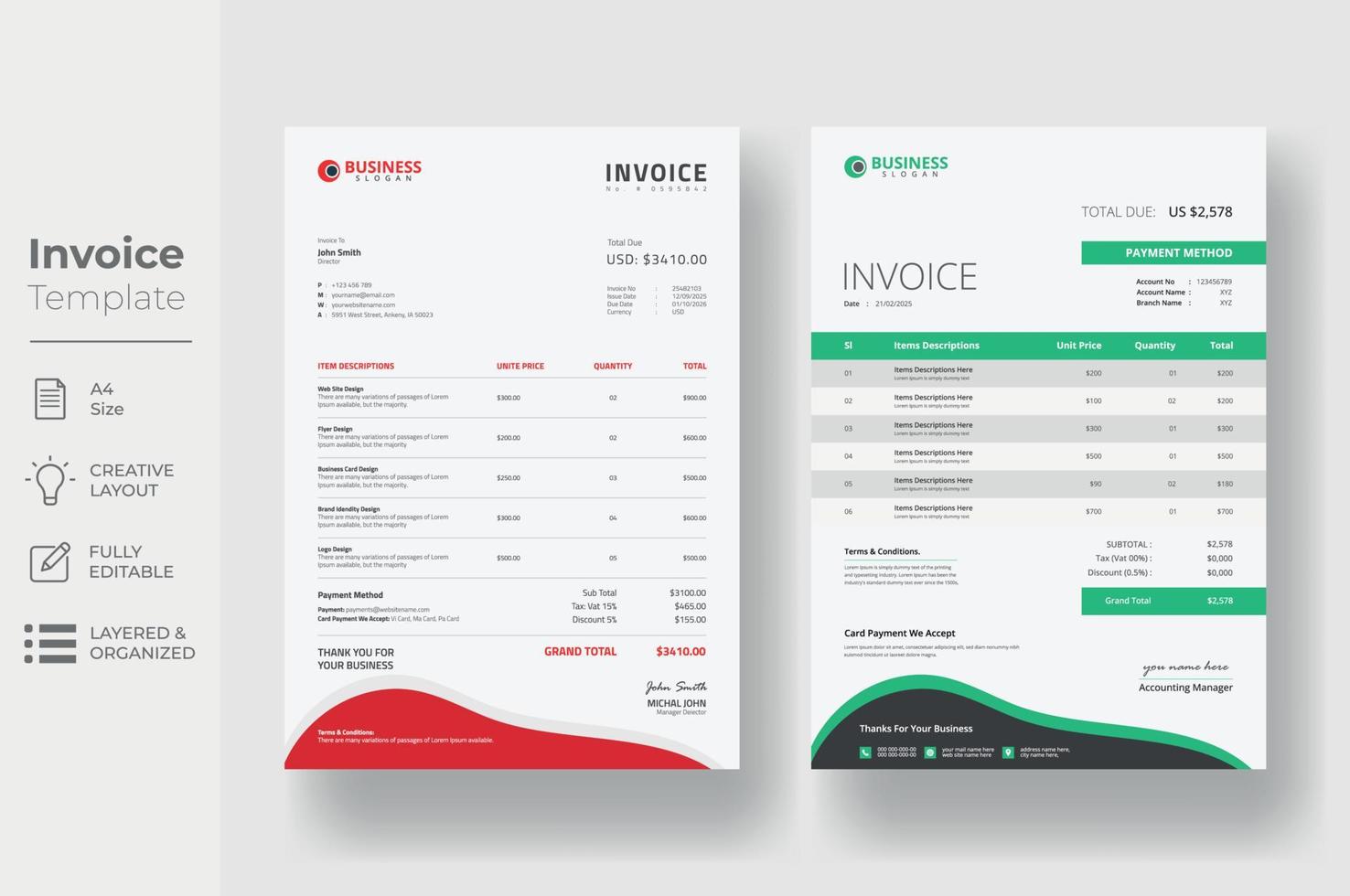 Invoice Template Design vector