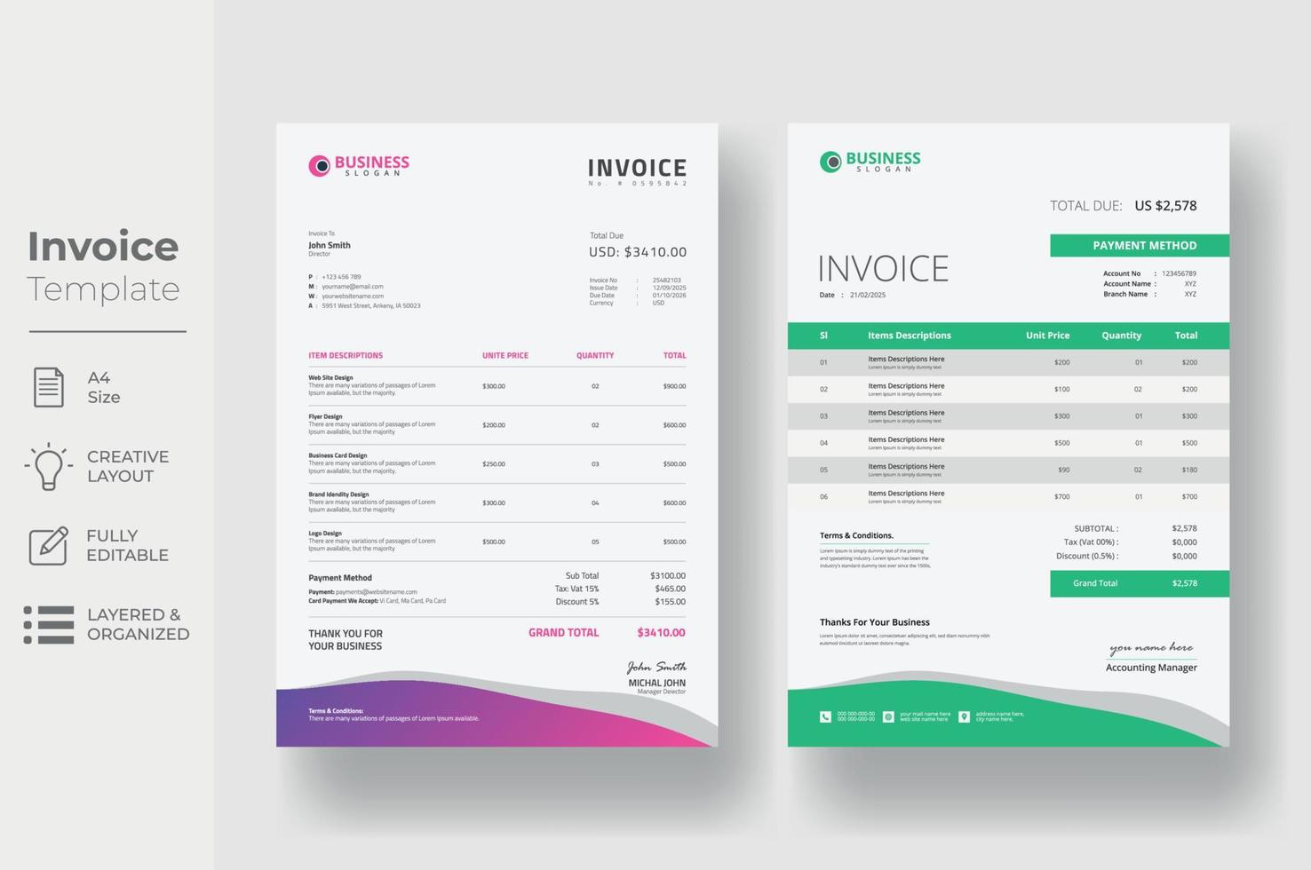 Invoice Template Design vector