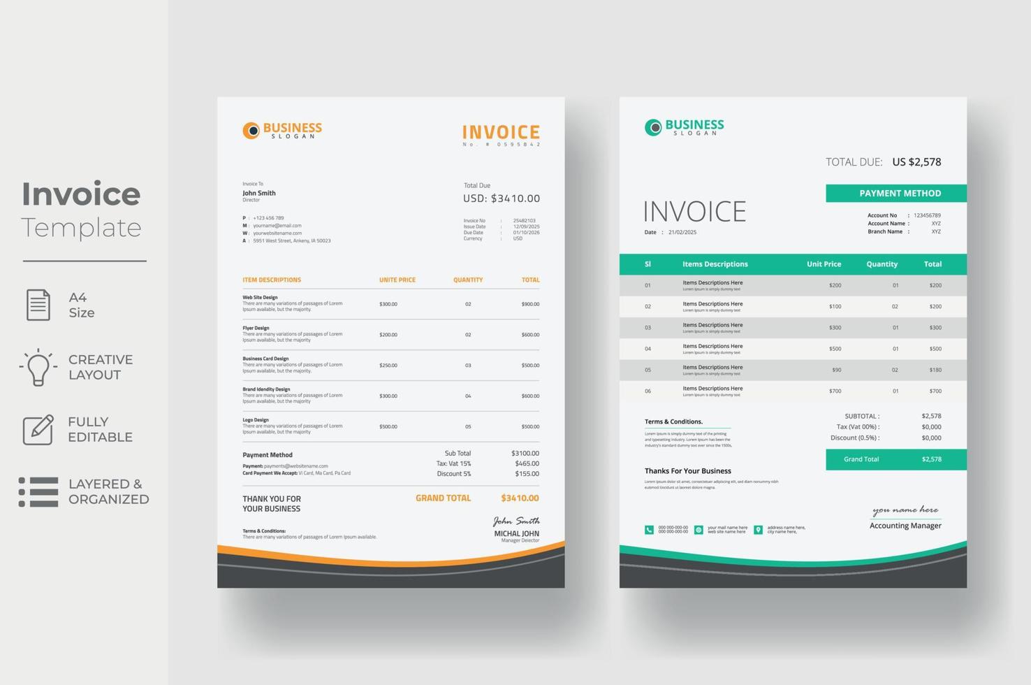 Invoice Template Design vector