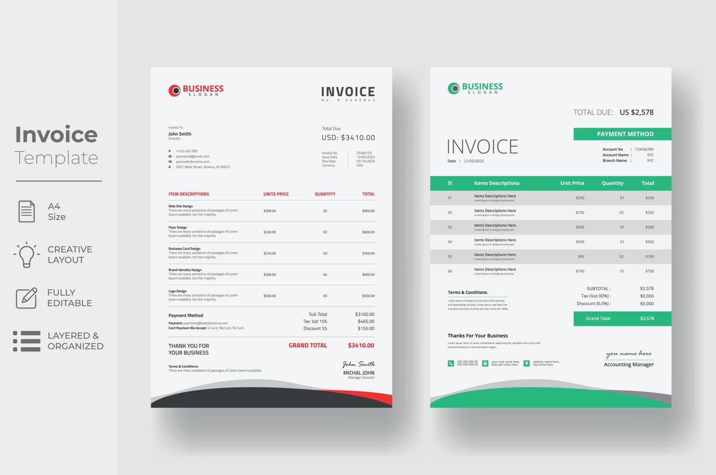 Invoice Template Design vector