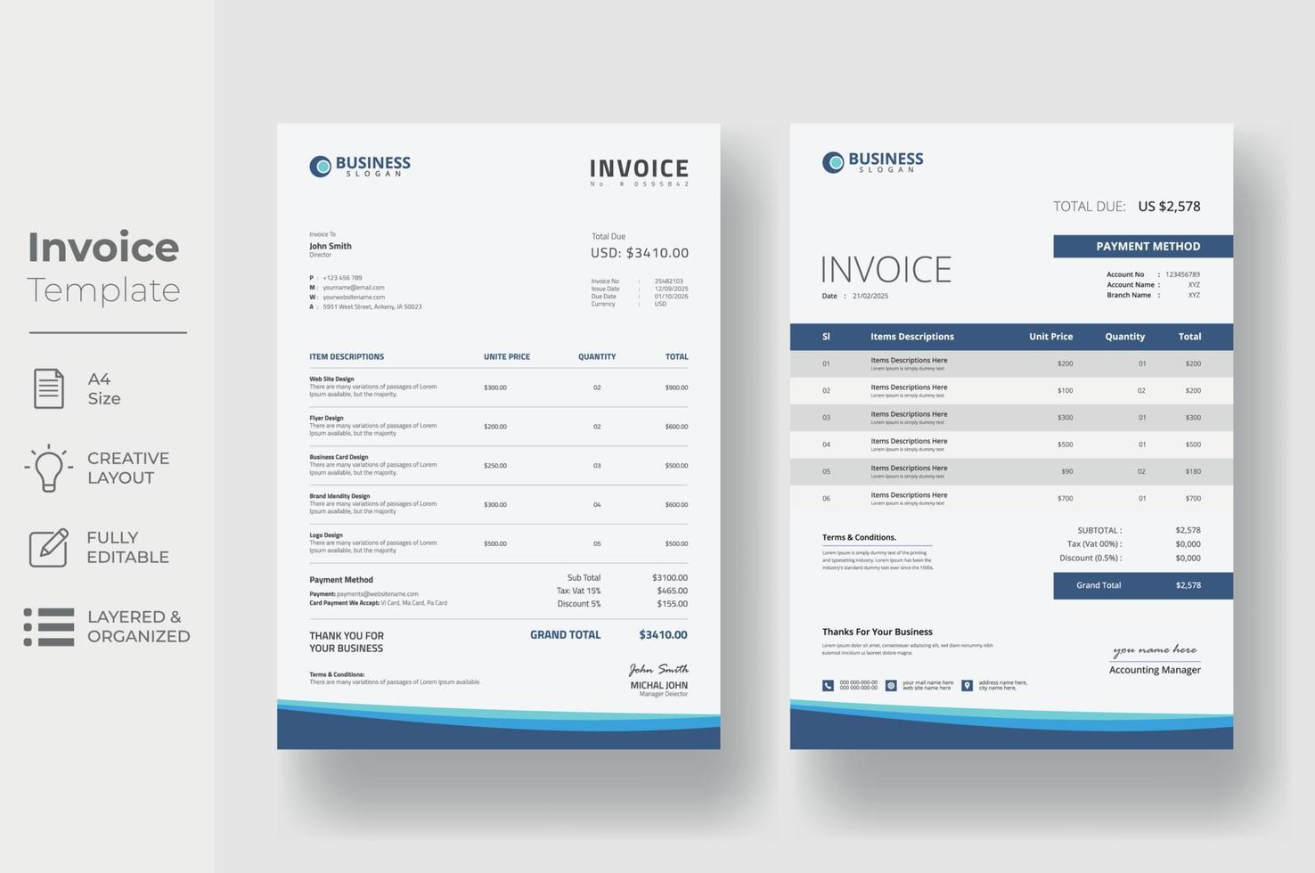 Invoice Template Design vector