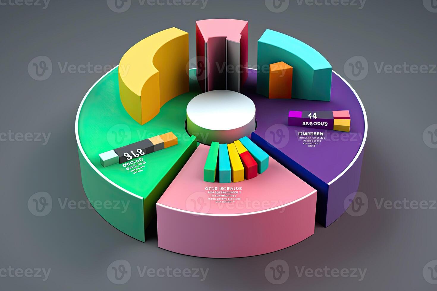 grande datos analítica informe. infografía con grafico y gráfico en resumen antecedentes. distribución de datos por negocio categorías. creado con generativo ai foto