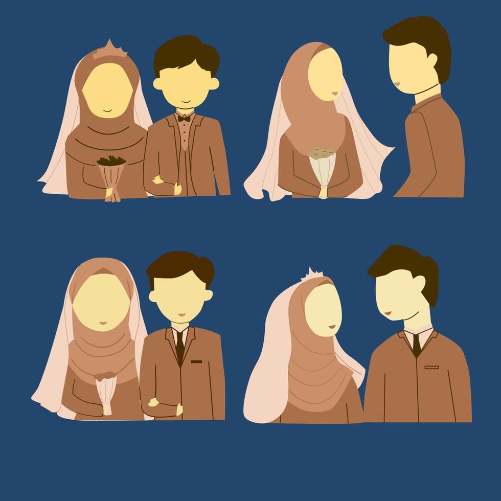 Set of islamic wedding illustration for wedding invitation vector