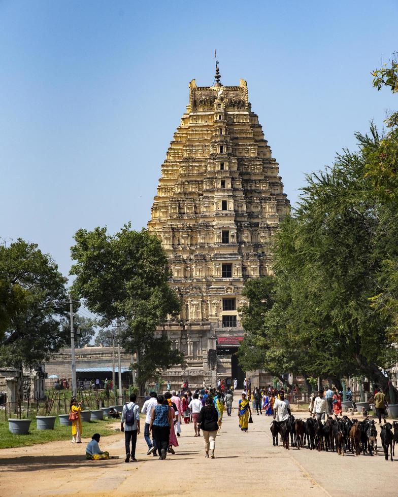 Hampi, Karnataka, India - Oct 31 2022 - Virupaksha Temple dedicated to lord Shiva is located in Hampi in India. photo