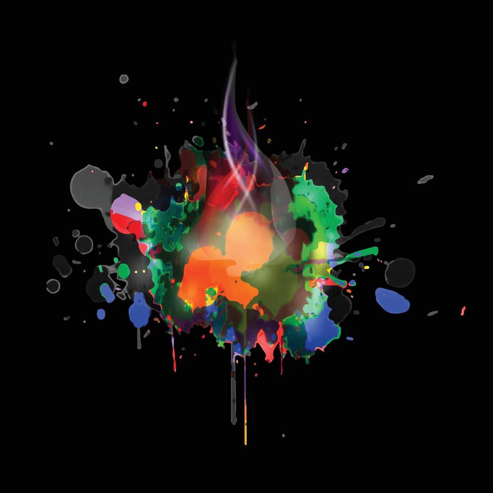 Colored ink drops on black background vector