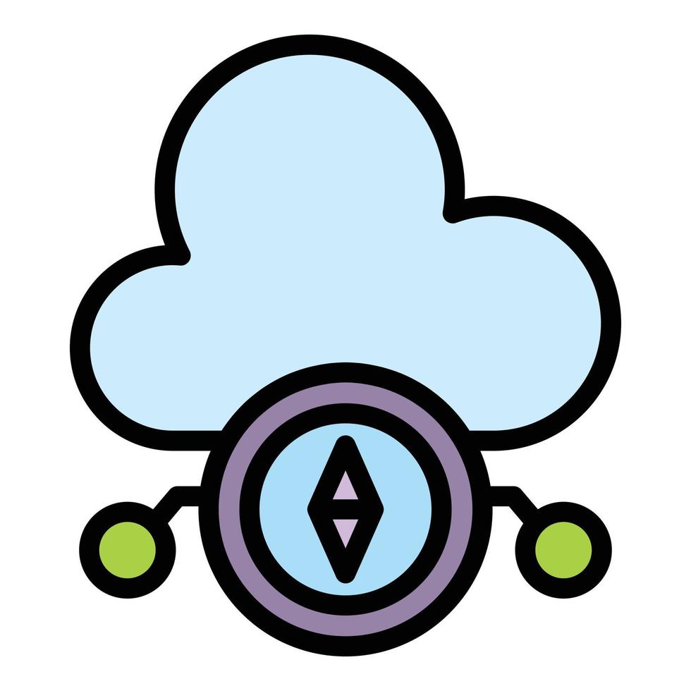 Cloud compass icon vector flat