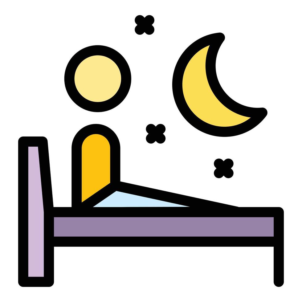 Night jet lag icon vector flat