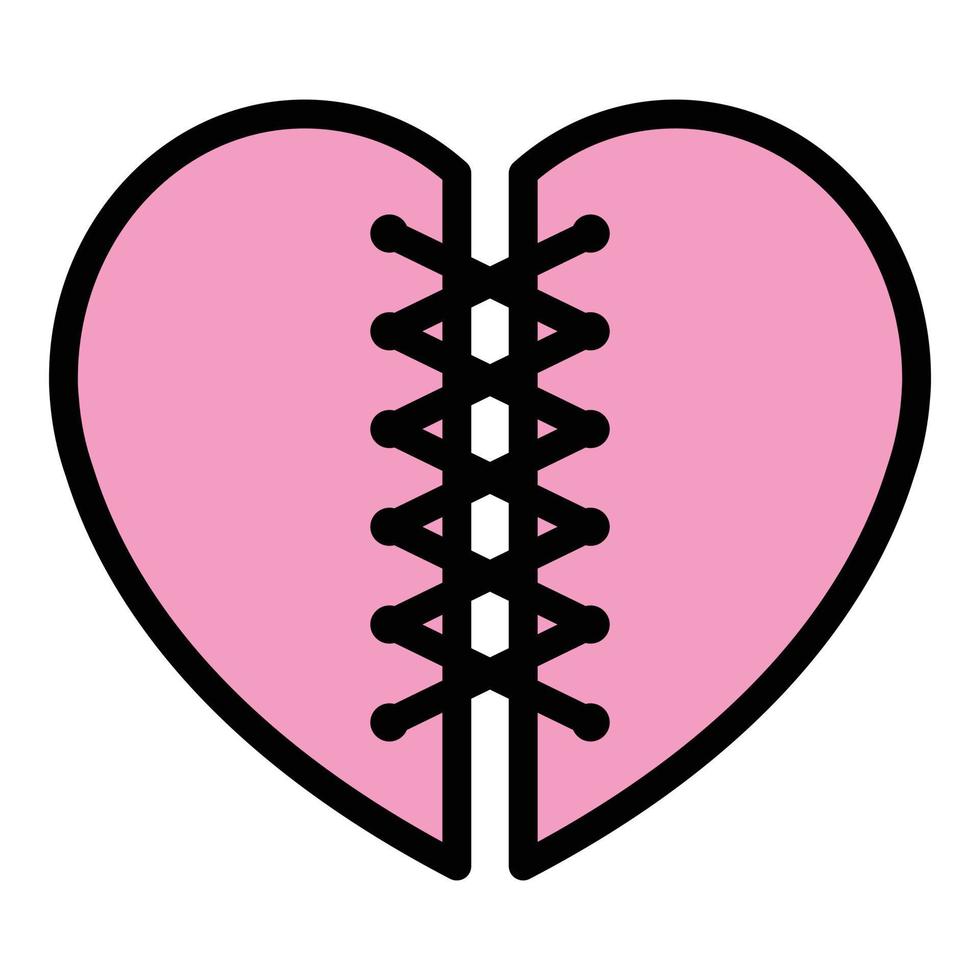 Broken cut heart icon vector flat