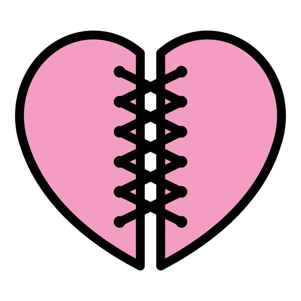 Broken cut heart icon vector flat