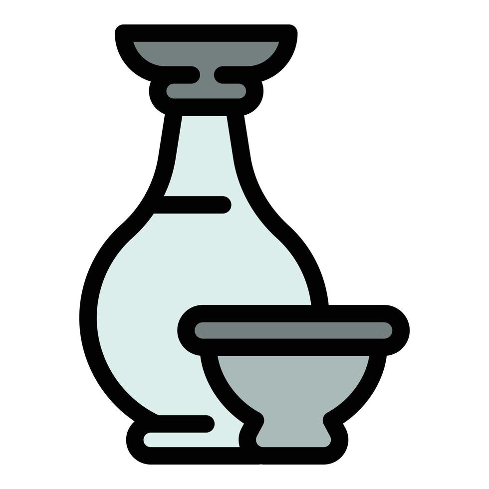 Soy sauce and bowl icon vector flat