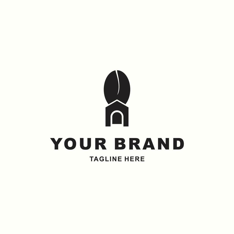 house and coffee bean logo in black vector