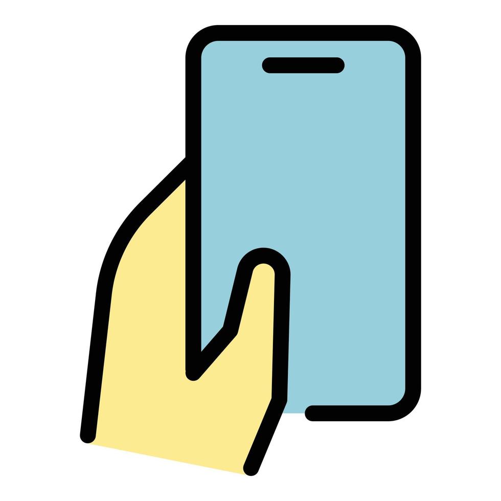 Hand cellphone icon vector flat