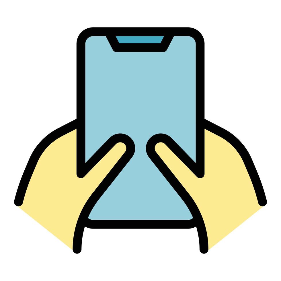 Gesture holding phone icon vector flat