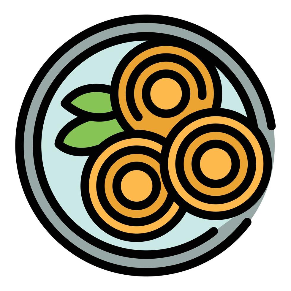 Noodle plate icon vector flat