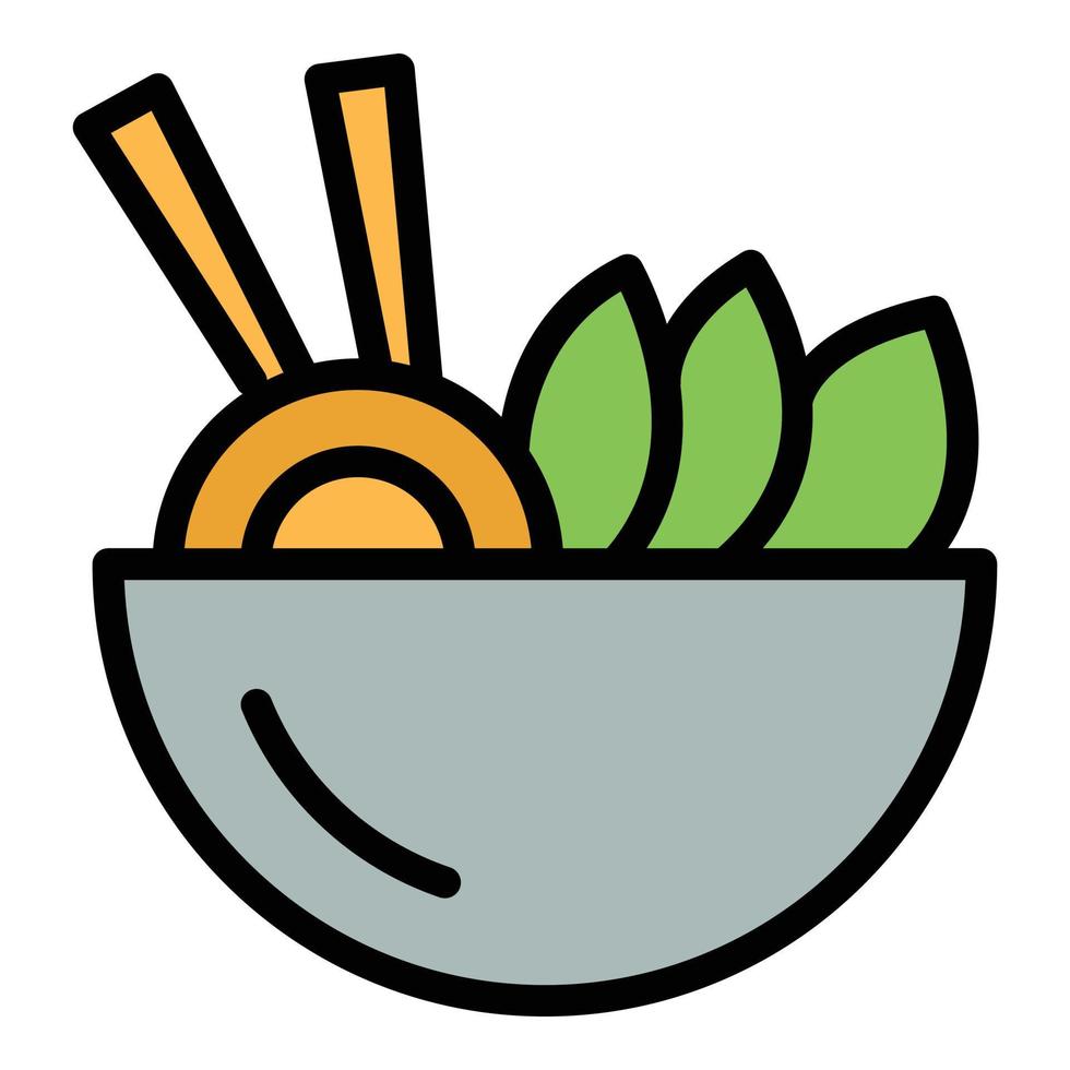 Asian food bowl icon vector flat