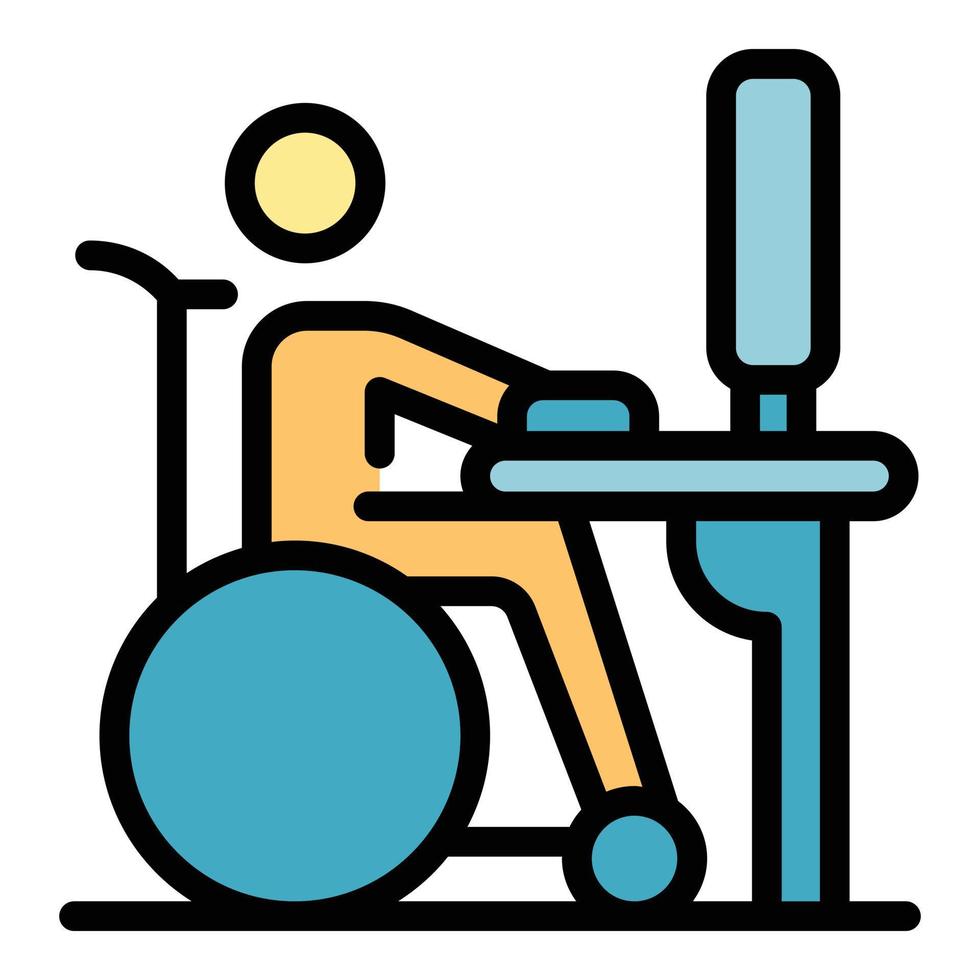 Wheelchair man computer work icon vector flat