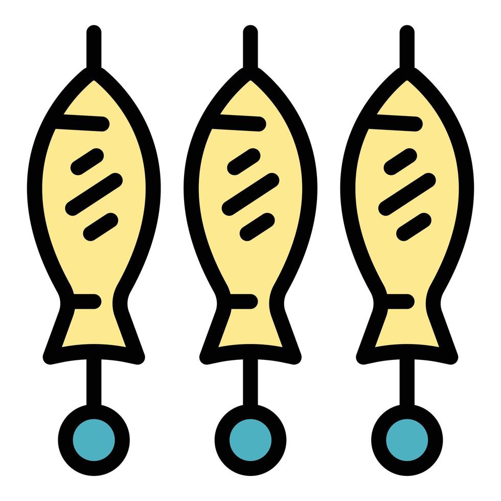 Grilled fish icon vector flat