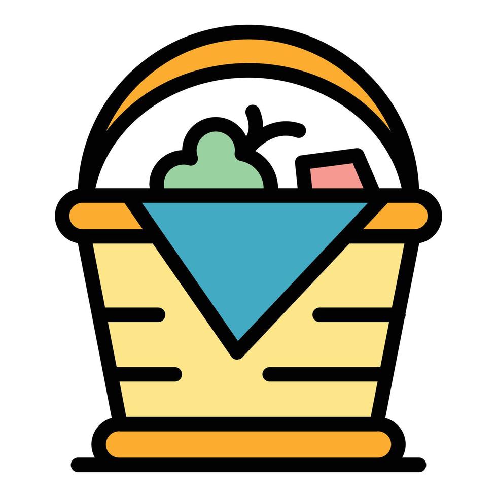 hecho a mano picnic cesta icono vector plano