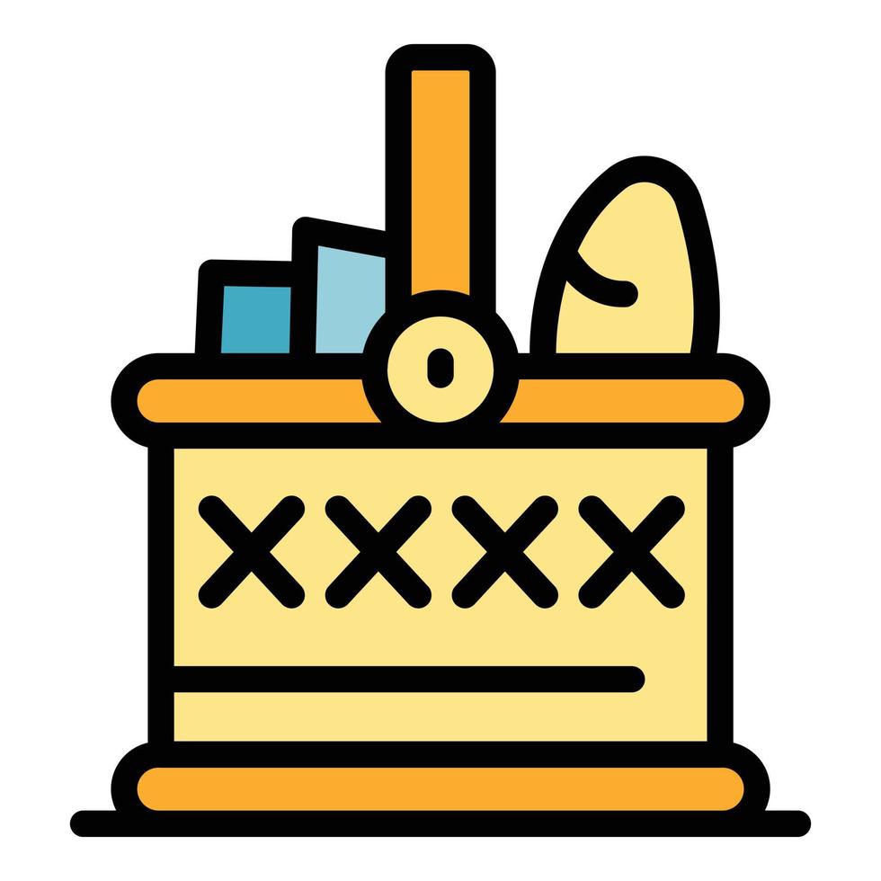 Wicker picnic basket icon vector flat