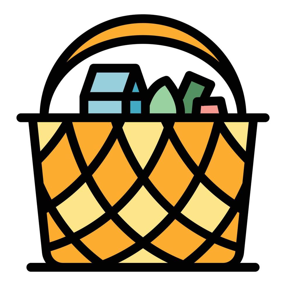 Outdoor picnic basket icon vector flat
