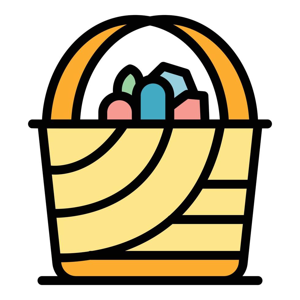 Nature picnic basket icon vector flat