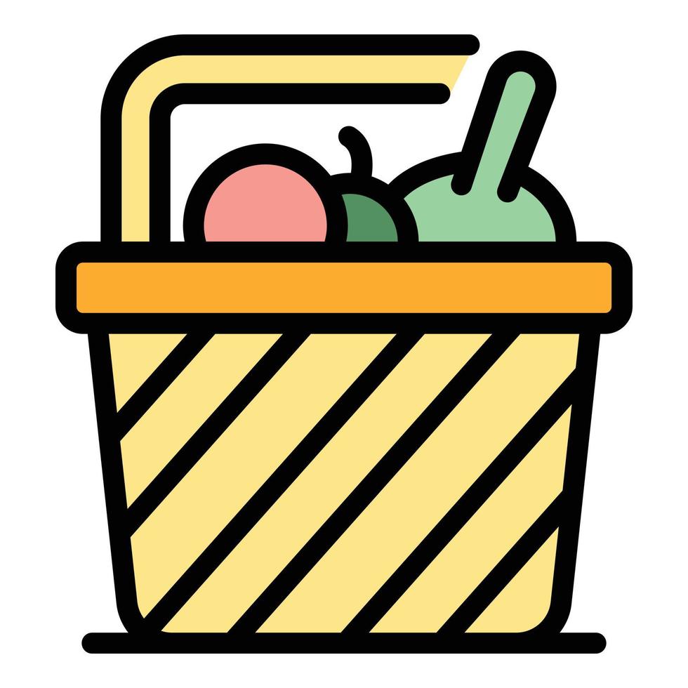 Market picnic basket icon vector flat