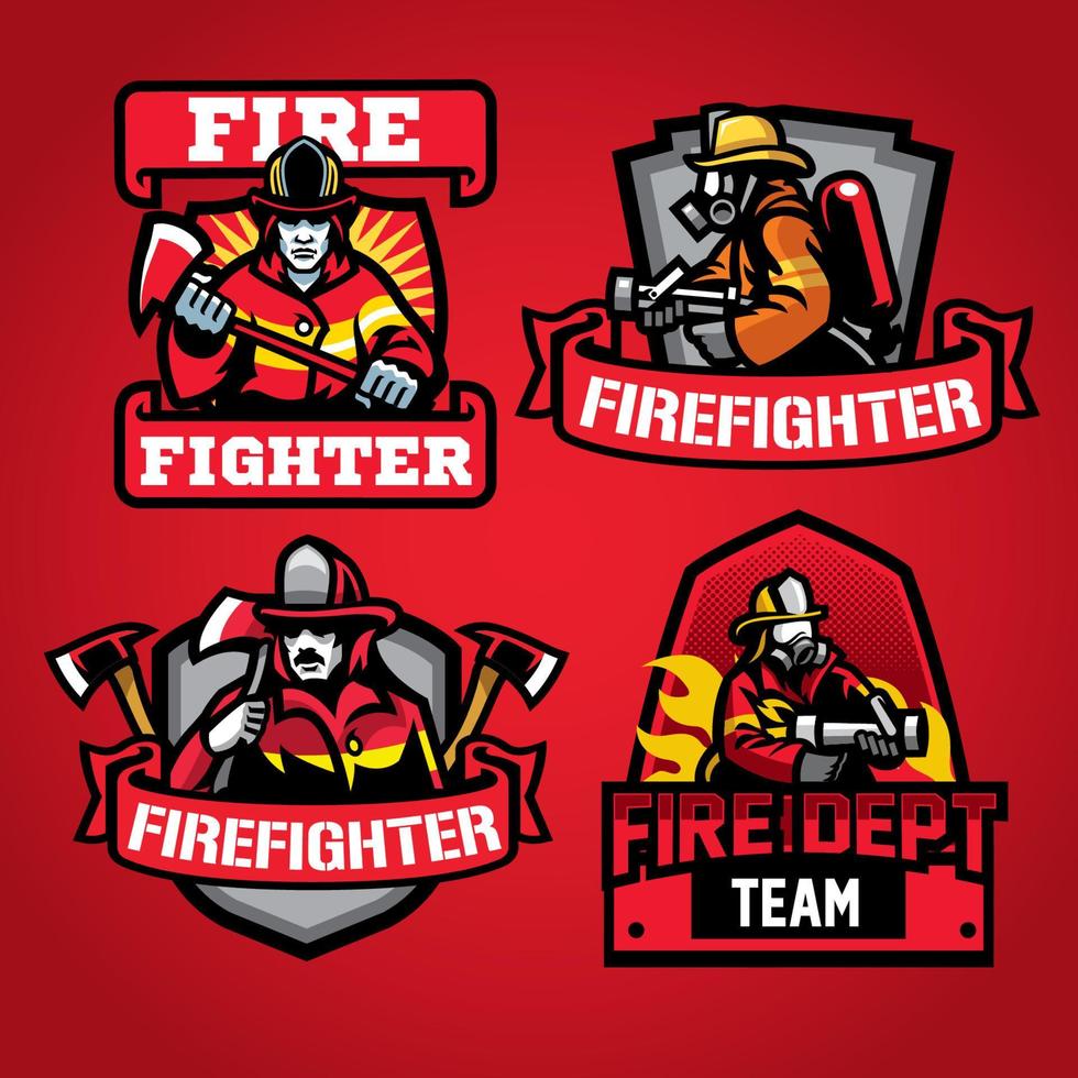 bombero departamento Insignia diseño conjunto vector