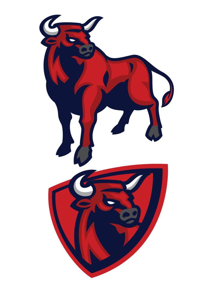 bull mascot set vector