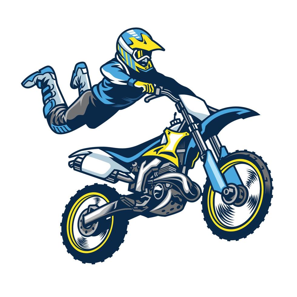 motocross rider doing superman trick vector