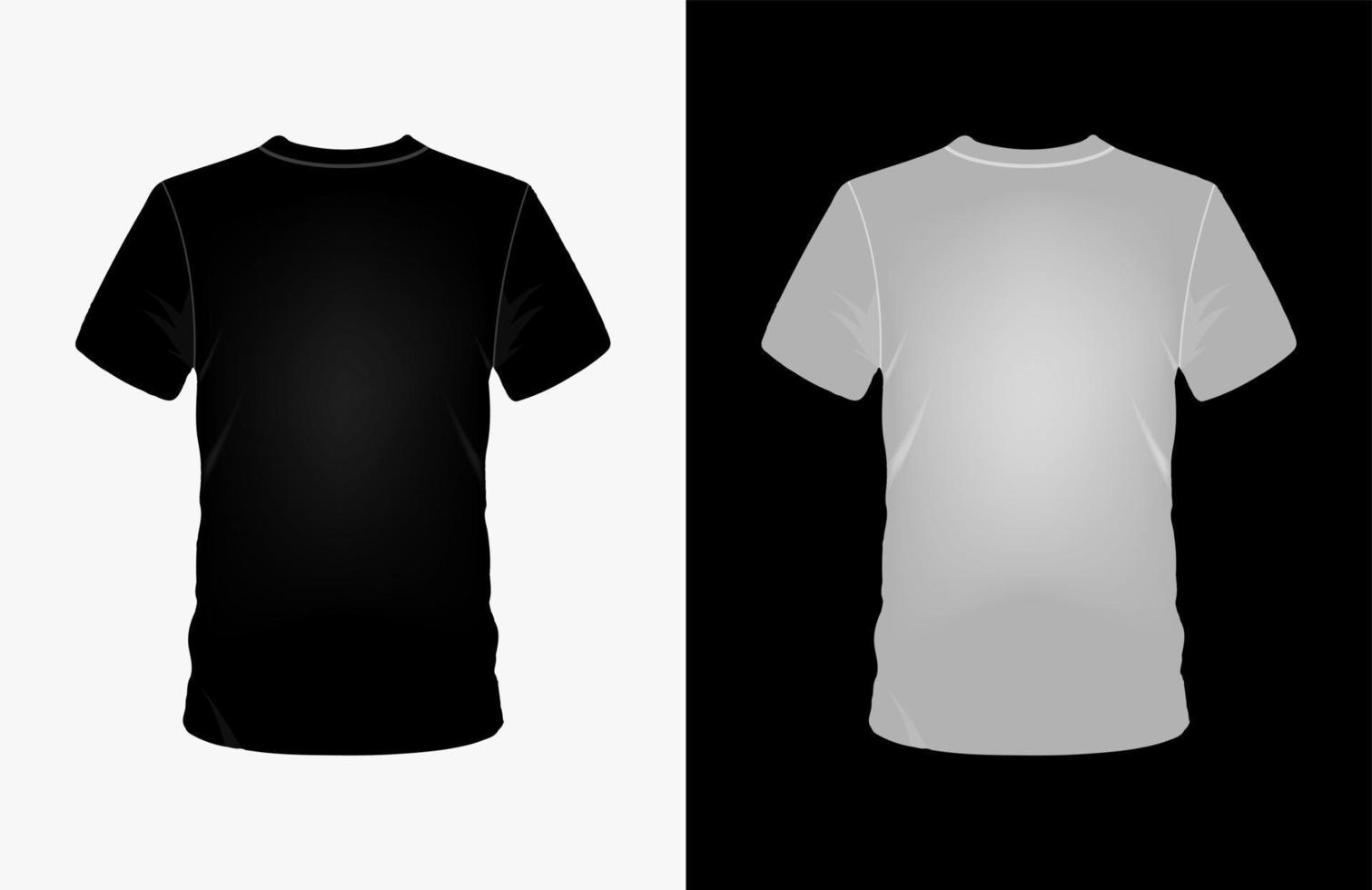 Black and White T- Shirt Vector Mockup