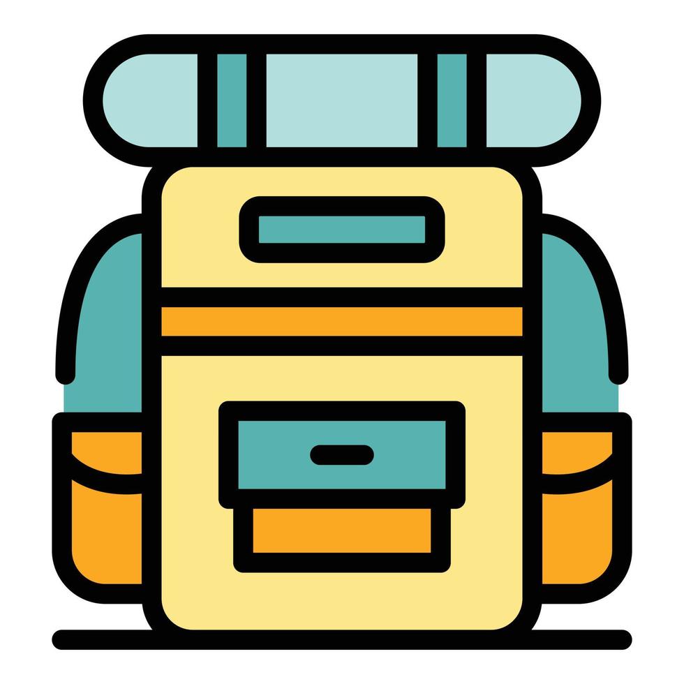 Tourist backpack icon vector flat