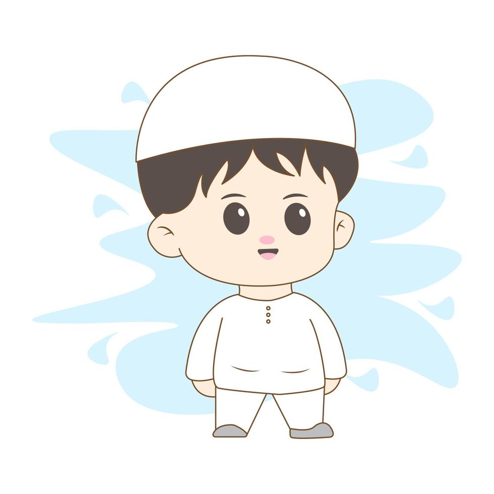 Islamic chibi with simple background vector